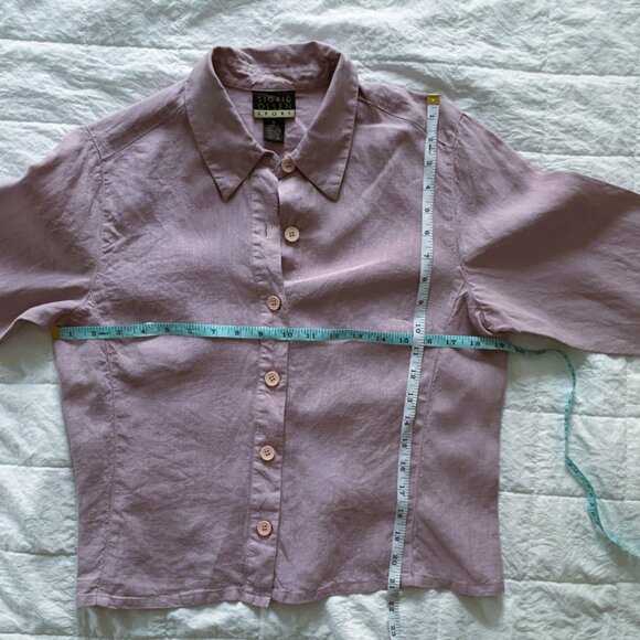 Sigrid Olsen 100% Linen Button Down Top Size 10 Vintage - Picture 7 of 8